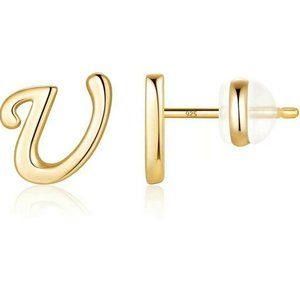 Initial Stud Earrings Letter U